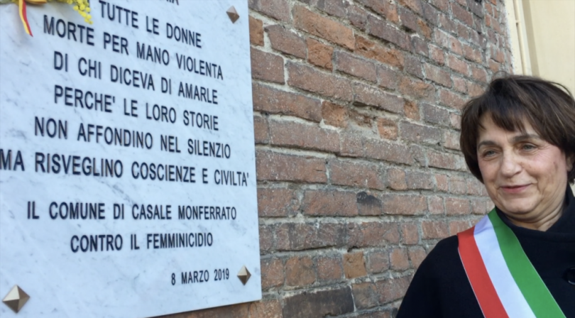 VIDEO - Con il sindaco Palazzetti e Sarah Sclaucero (Me.Dea) alla cerimonia di inaugurazione della targa contro i femminicidi